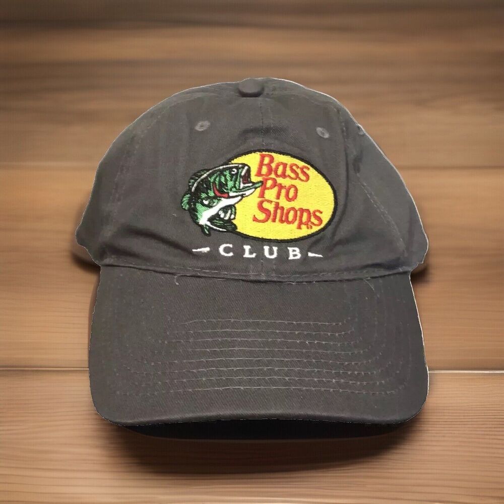 Bass Pro Shops Club Hat Gray Adjustable Strapback Cap Fishing Outdoors OSFM